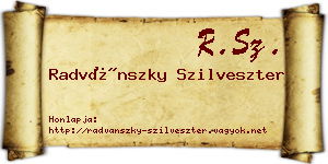 Radvánszky Szilveszter névjegykártya